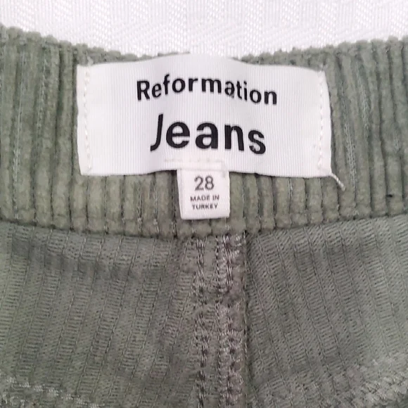 Reformation Cynthia Highrise Button Fly Green Straight Leg Jeans - Picture 3 of 12